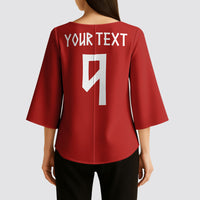Norwegian Football Custom 2026 Kimono Sleeve Blouse Norge Viking Ornament Red Color