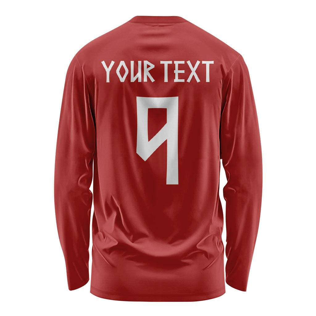 Norwegian Football Custom 2026 Long Sleeve Shirt Norge Viking Ornament Red Color