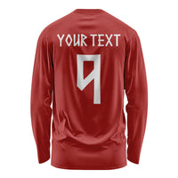 Norwegian Football Custom 2026 Long Sleeve Shirt Norge Viking Ornament Red Color