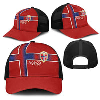 Norwegian Football 2026 Mesh Trucker Cap Norge Viking Ornament Red Color
