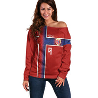 Norwegian Football Custom 2026 Off Shoulder Sweater Norge Viking Ornament Red Color
