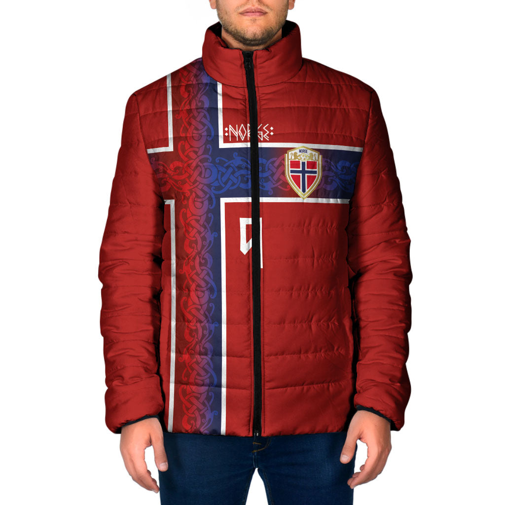 Norwegian Football Custom 2026 Padded Jacket Norge Viking Ornament Red Color