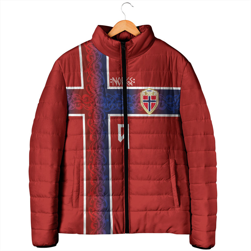 Norwegian Football Custom 2026 Padded Jacket Norge Viking Ornament Red Color