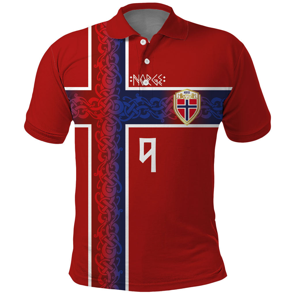 Norwegian Football Custom 2026 Polo Shirt Norge Viking Ornament Red Color