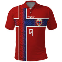 Norwegian Football Custom 2026 Polo Shirt Norge Viking Ornament Red Color
