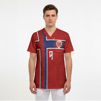 Norwegian Football Custom 2026 Scrub Top Norge Viking Ornament Red Color