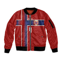 Norwegian Football Custom 2026 Sleeve Zip Bomber Jacket Norge Viking Ornament Red Color