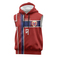 Norwegian Football Custom 2026 Sleeveless Hoodie Norge Viking Ornament Red Color