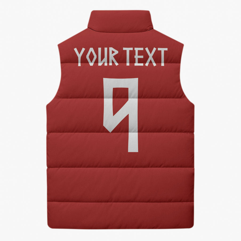 Norwegian Football Custom 2026 Sleeveless Puffer Jacket Norge Viking Ornament Red Color