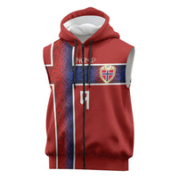 Norwegian Football Custom 2026 Sleeveless Zip Hoodie Norge Viking Ornament Red Color