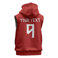 Norwegian Football Custom 2026 Sleeveless Zip Hoodie Norge Viking Ornament Red Color