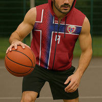 Norwegian Football Custom 2026 Sleeveless Zip Hoodie Norge Viking Ornament Red Color
