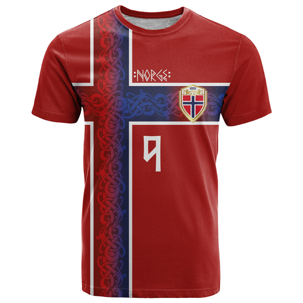 Norwegian Football Custom 2026 T Shirt Norge Viking Ornament Red Color