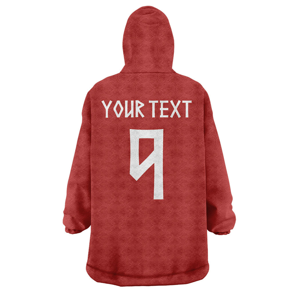 Norwegian Football Custom 2026 Wearable Blanket Hoodie Norge Viking Ornament Red Color