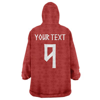 Norwegian Football Custom 2026 Wearable Blanket Hoodie Norge Viking Ornament Red Color