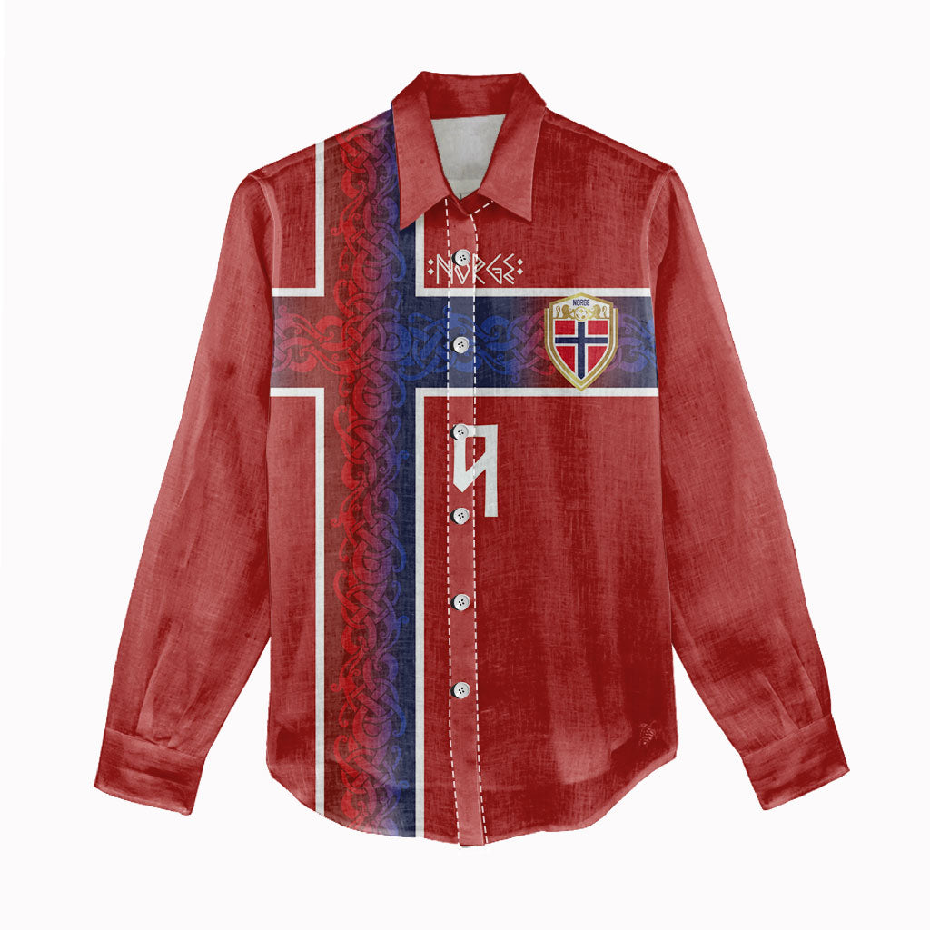 Norwegian Football Custom 2026 Women Casual Shirt Norge Viking Ornament Red Color