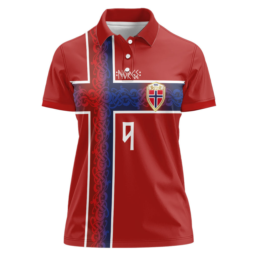 Norwegian Football Custom 2026 Women Polo Shirt Norge Viking Ornament Red Color