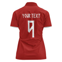 Norwegian Football Custom 2026 Women Polo Shirt Norge Viking Ornament Red Color