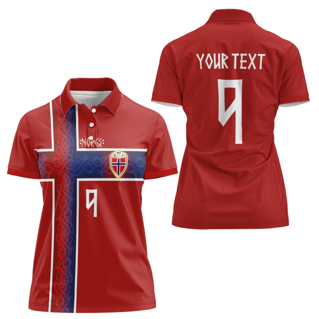 Norwegian Football Custom 2026 Women Polo Shirt Norge Viking Ornament Red Color
