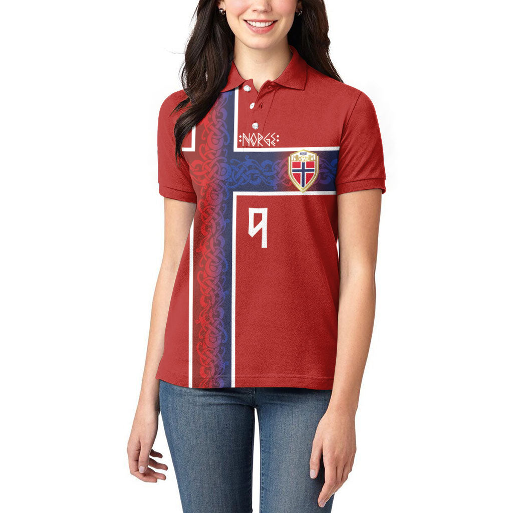 Norwegian Football Custom 2026 Women Polo Shirt Norge Viking Ornament Red Color