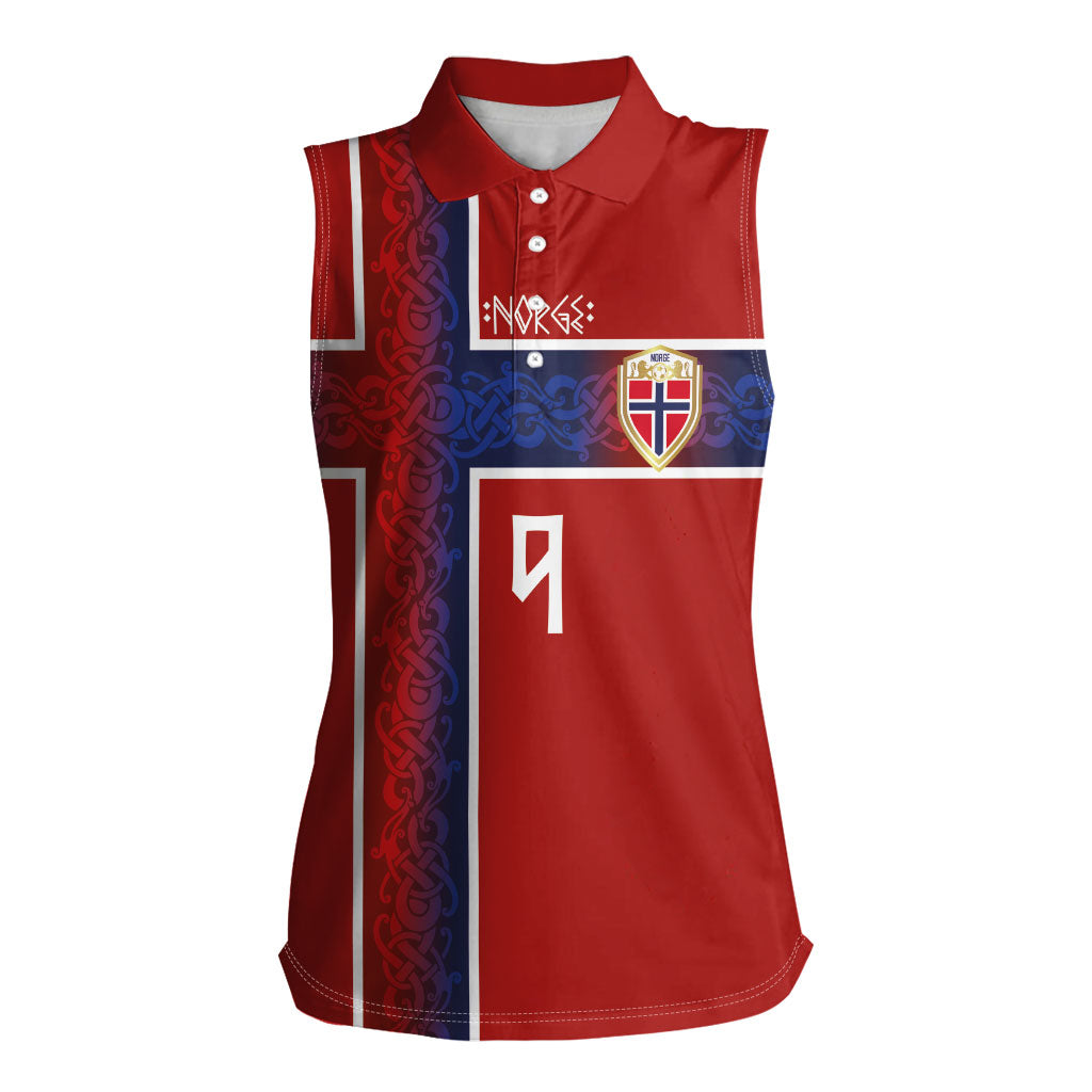 Norwegian Football Custom 2026 Women Sleeveless Polo Shirt Norge Viking Ornament Red Color