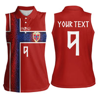 Norwegian Football Custom 2026 Women Sleeveless Polo Shirt Norge Viking Ornament Red Color