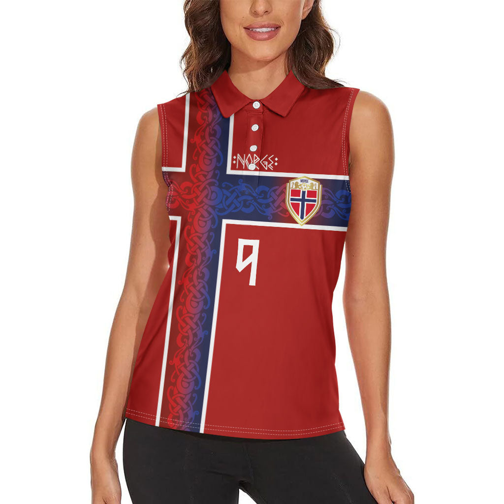 Norwegian Football Custom 2026 Women Sleeveless Polo Shirt Norge Viking Ornament Red Color