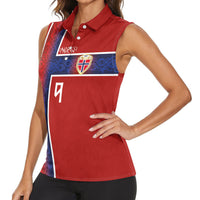 Norwegian Football Custom 2026 Women Sleeveless Polo Shirt Norge Viking Ornament Red Color