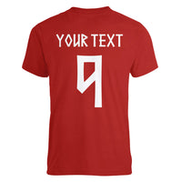 Norwegian Football Custom 2026 Women V-Neck T-Shirt Norge Viking Ornament Red Color