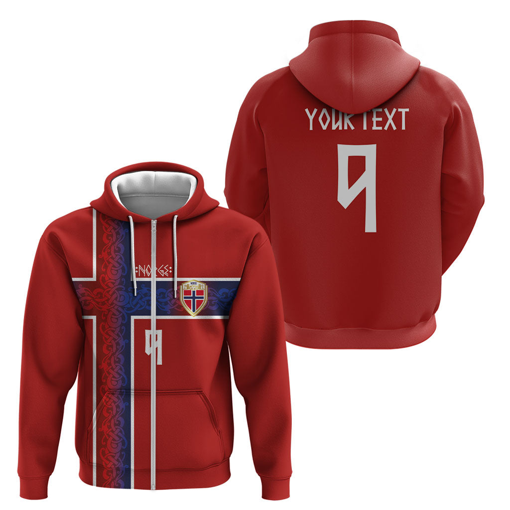 Norwegian Football Custom 2026 Zip Hoodie Norge Viking Ornament Red Color