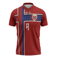 Norwegian Football Custom 2026 Zipper Polo Shirt Norge Viking Ornament Red Color