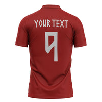 Norwegian Football Custom 2026 Zipper Polo Shirt Norge Viking Ornament Red Color