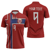 Norwegian Football Custom 2026 Zipper Polo Shirt Norge Viking Ornament Red Color