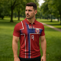 Norwegian Football Custom 2026 Zipper Polo Shirt Norge Viking Ornament Red Color