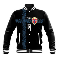Norwegian Football Custom 2026 Baseball Jacket Norge Viking Ornament Black Color