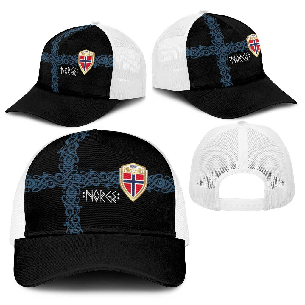 Norwegian Football 2026 Baseball Net Cap Norge Viking Ornament Black Color