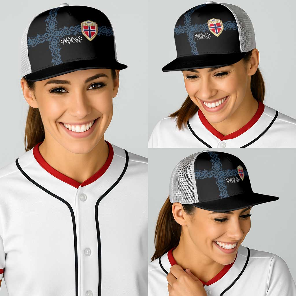 Norwegian Football 2026 Baseball Net Cap Norge Viking Ornament Black Color