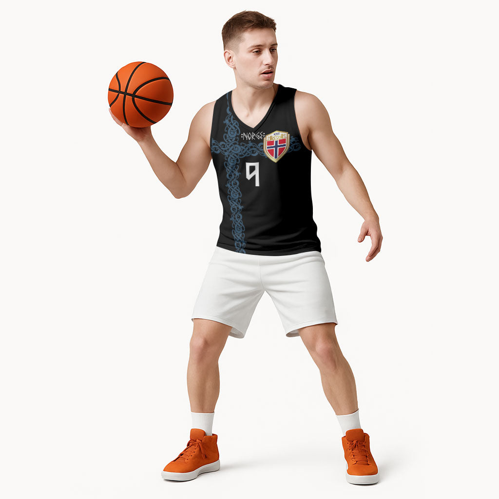 Norwegian Football Custom 2026 Basketball Jersey Norge Viking Ornament Black Color