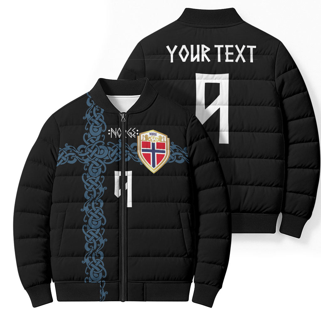 Norwegian Football Custom 2026 Bomber Puffer Jacket Norge Viking Ornament Black Color