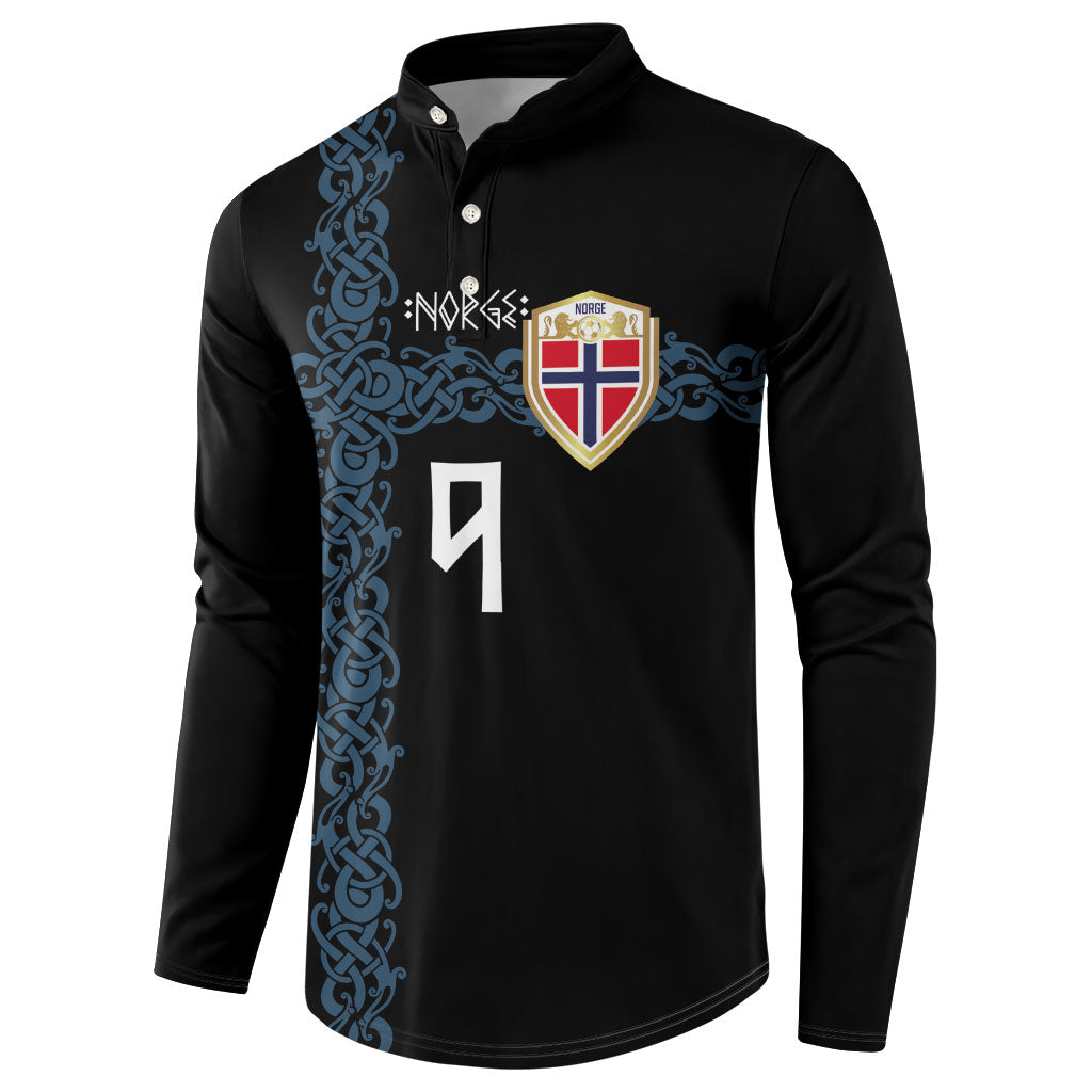 Norwegian Football Custom 2026 Button Sweatshirt Norge Viking Ornament Black Color
