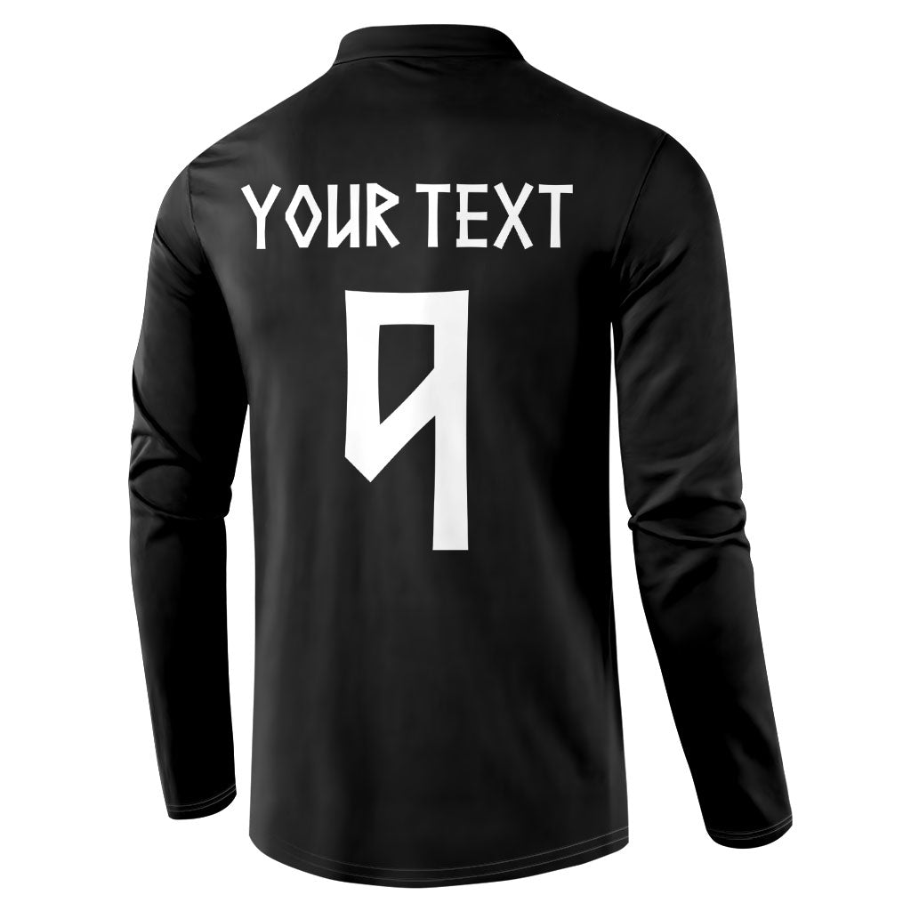 Norwegian Football Custom 2026 Button Sweatshirt Norge Viking Ornament Black Color