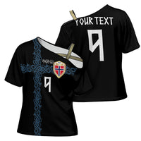 Norwegian Football Custom 2026 Cross Shoulder Shirt Norge Viking Ornament Black Color