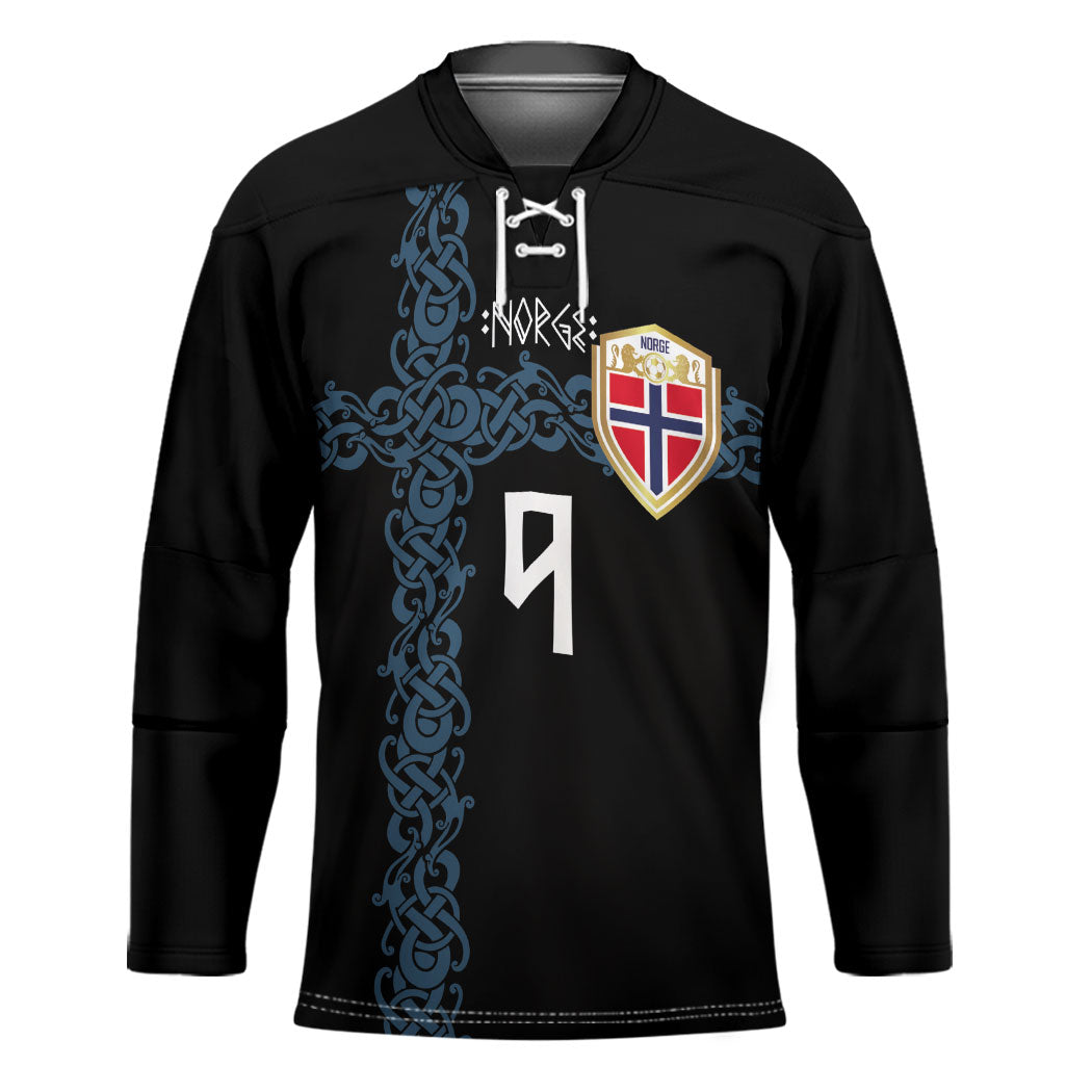 Norwegian Football Custom 2026 Hockey Jersey Norge Viking Ornament Black Color