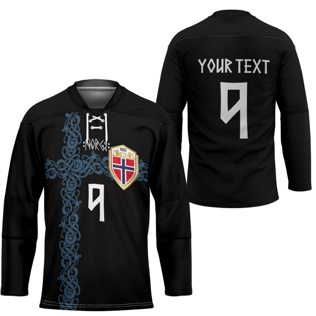 Norwegian Football Custom 2026 Hockey Jersey Norge Viking Ornament Black Color