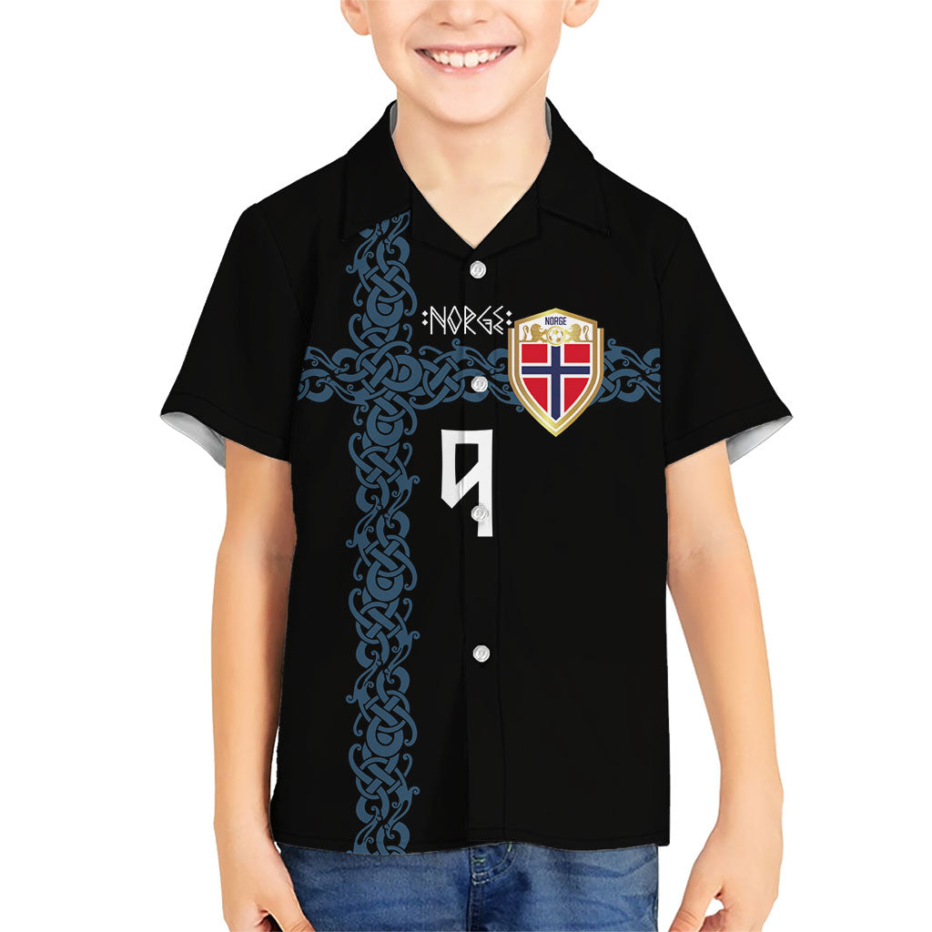 Norwegian Football Custom 2026 Kid Hawaiian Shirt Norge Viking Ornament Black Color