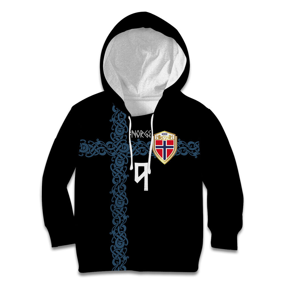 Norwegian Football Custom 2026 Kid Hoodie Norge Viking Ornament Black Color