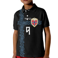 Norwegian Football Custom 2026 Kid Polo Shirt Norge Viking Ornament Black Color