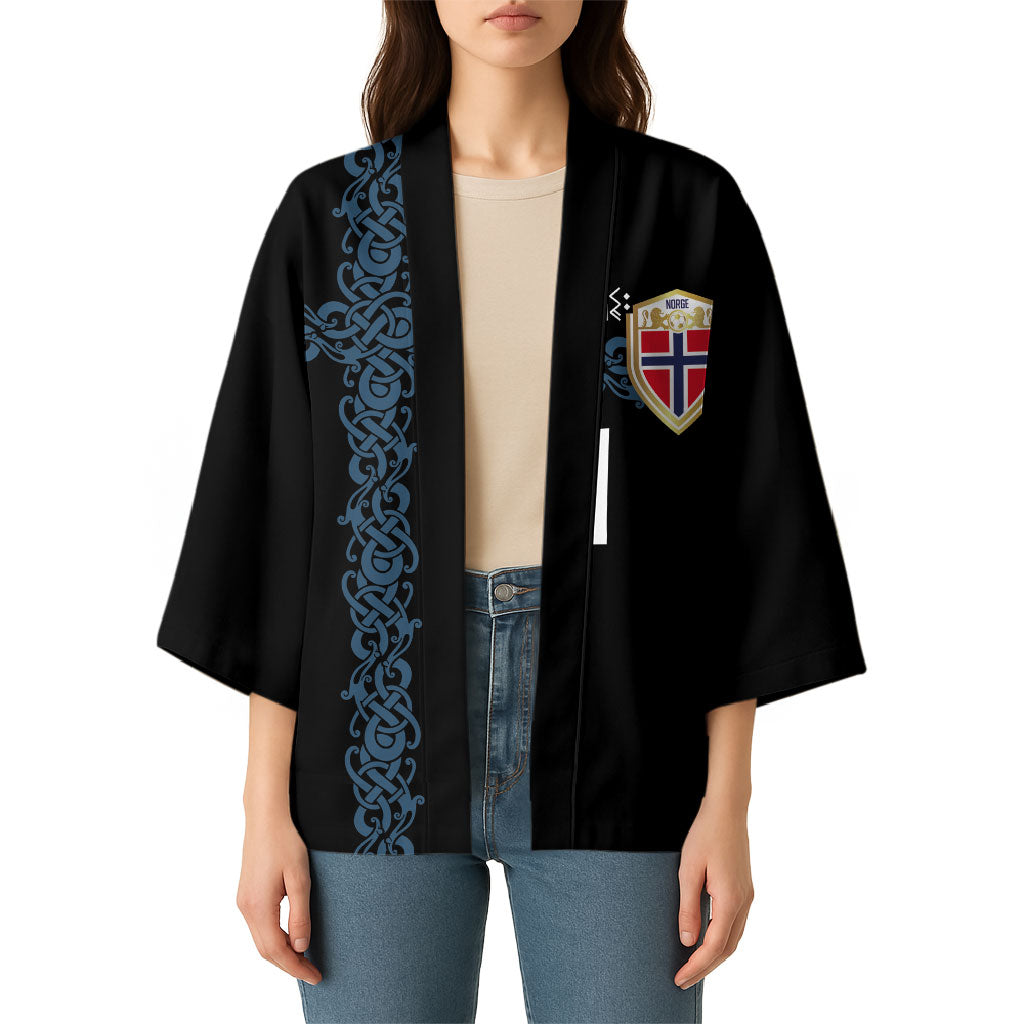 Norwegian Football Custom 2026 Kimono Norge Viking Ornament Black Color
