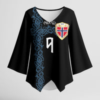 Norwegian Football Custom 2026 Kimono Sleeve Blouse Norge Viking Ornament Black Color