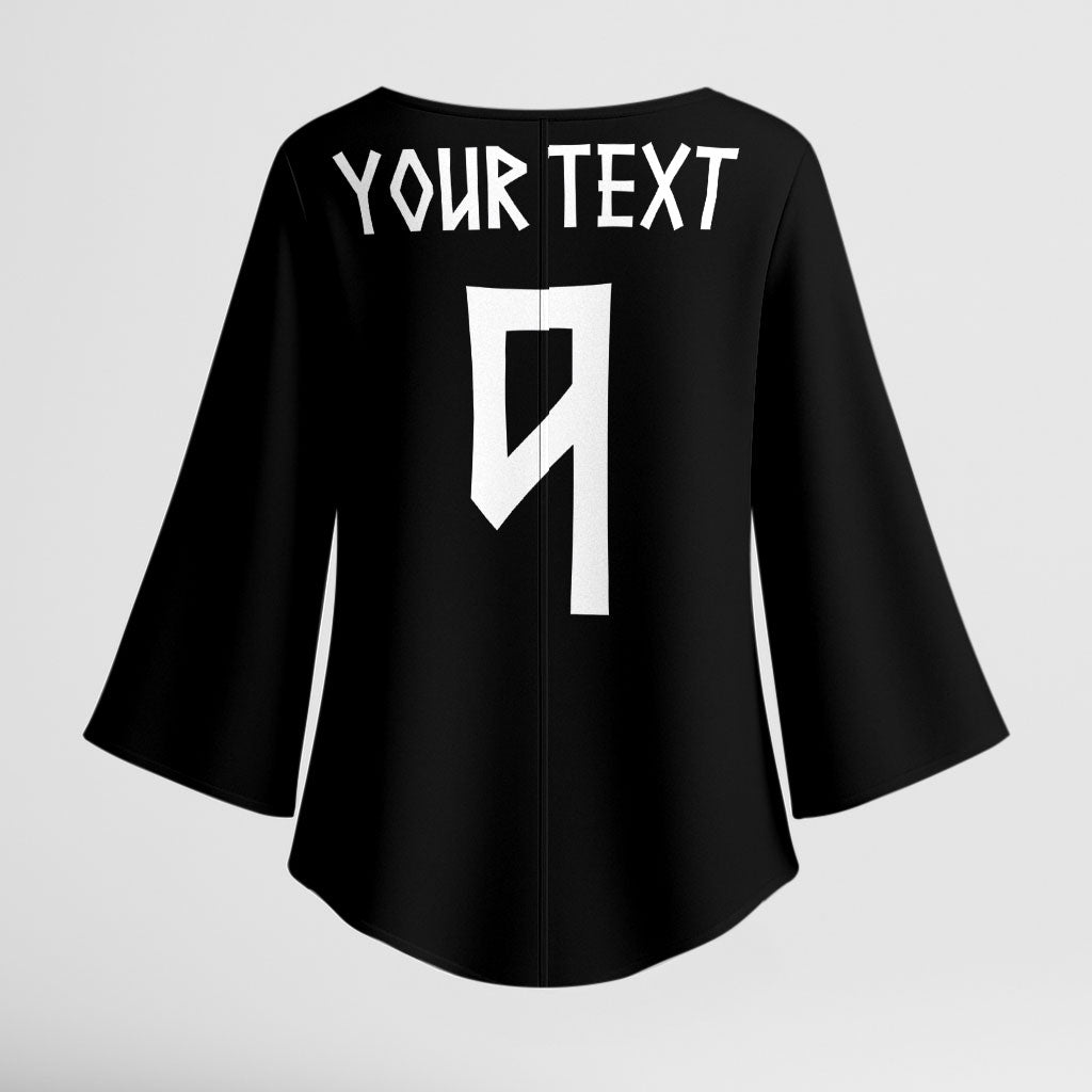 Norwegian Football Custom 2026 Kimono Sleeve Blouse Norge Viking Ornament Black Color